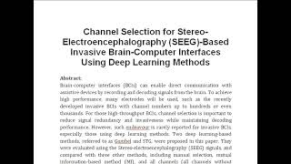 Channel Selection for Stereo Electroencephalography SEEG Based Invasive Brain Computer Interfaces U [upl. by Kus]