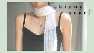 how to knit ✨ long skinny scarf step by step [upl. by Marylou]