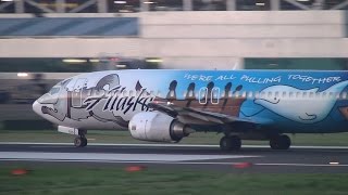 Alaska Airlines Alaska Statehood N705AS 737400 Takeoff Portland Airport PDX [upl. by Anivol]