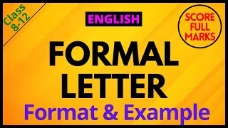 English  Formal Letter Writing  Class 8  12 [upl. by Orodisi702]