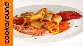 Paccheri con guazzetto di crostacei  Pasta scampi astici gamberi [upl. by Cosetta]