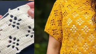 HERMOSA puntada para blusa calada en motivos de diamante tejido a crochet paso a paso [upl. by Plante757]