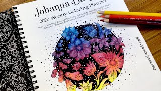 2020 WEEKLY COLORING PLANNER by Johanna Basford  prismacolor pencils  color along [upl. by Elleimac]