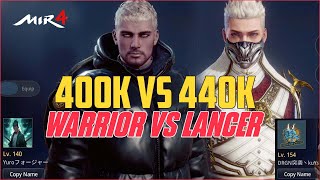 Yuro 400K VS 440K DRGN kuYs WARRIOR vs LANCER  MIR4 [upl. by Aloivaf734]