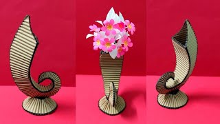 How To Create Vase Out Of Cardboard  Room Decor Craft [upl. by Moreta825]