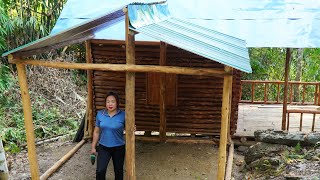 Construction CABIN Roofing a kitchen in the forest alone [upl. by Ezaria]