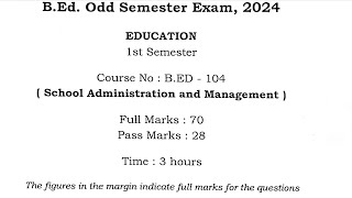 Bed First Semester Bed 104 2023 questions paper discussion rubelsiracademy Bedfirstsemester [upl. by Yetac]