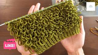 Easy Knit Stitch Patterns for Beginners  Loop knitting design  Written Instructions  Loop Stitch [upl. by Eelannej668]