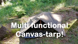 Multipurpose Canvas Tarp  NVA shelter half  NVA Zeltbahn setup and variants [upl. by Leahcimluap780]