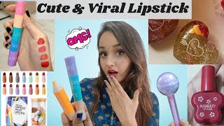 Testing Extremely Cute and Weird Lipsticks from Meesho  Viral lipstick  Secret Makeover [upl. by Collen535]