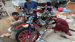 Assembling 200cc 2 Wheels Electric Bike in Afghanistan [upl. by Lerraj764]