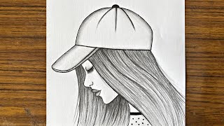 How to draw a girl wearing a hat step by step  Easy drawing ideas for beginners  Girl drawing [upl. by Bala]