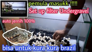 Cara Pasang Filter Undergravel  Aquascape Kura Kura Brazil [upl. by Meelas]