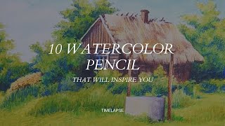 10 Realistic Watercolor Pencil Drawings  Time lapse That Will Inspire You [upl. by Ninerb]