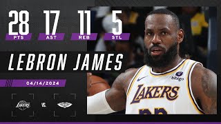 LEBRON JAMES DISHES 17 AST IN MONSTER TRIPLEDOUBLE vs Pelicans 😤  NBA on ESPN [upl. by Ahsieket366]