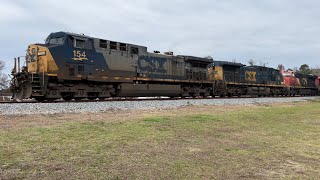 CSX 154 CSX 242 CN 2842 CSX 2904 SB Manifest Moncks Corner SC [upl. by Polish]