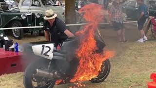 Norton rotary engine JPS race bike catches fire [upl. by Eyak]