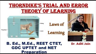 Thorndike Theory of Learning Thorndike ka siddhant Laws of learning Trial and Error Theory NET [upl. by Eibloc]