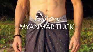 How to tie Longyi Sarong Sarung Malong Myanmar tuck method [upl. by Effie]