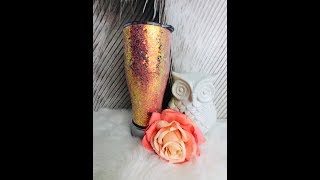 How to Epoxy a Chunky Glitter Tumbler Hang Method [upl. by Aratihc]