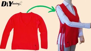 DIY Upcycling of a Sweater  Restyle Your Old Clothes  DIY Sewing [upl. by Reidid742]