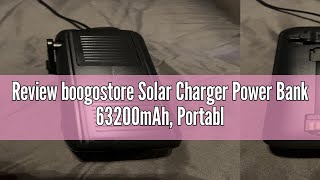 Review boogostore Solar Charger Power Bank 63200mAh Portable Charger with Dual Outputs amp Dual Input [upl. by Lechar223]