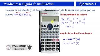 Calcula la pendiente y el ángulo de inclinación de la recta que pasa por 𝐴6 5 𝑦 𝐵2 1 [upl. by Ursulette812]