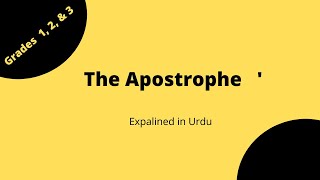 Apostrophe for Kids explained in Urdu Grade 12 Prep  Apostrophe in Contractions [upl. by Eibbed]