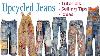 Upcycled Jeans  Tutorials  Tips For Selling  Slide Show  Ideas [upl. by Yates]