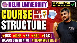 DU New Course Structure🚨✅1st Year Subject Combination in Graduation📋Attendance Rule📢GE SEC amp VAC [upl. by Ali]