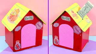 How to Make Money Bank  DIY Paper House Money Bank  Very Easy [upl. by Htaek]