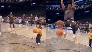 Lebron James turns young fan air ball shot into a lob [upl. by Dnomad]