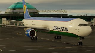 XPlane 12 Tashkent  Astana FlightFactor Boeing 763 Cargo Uzbekistan Airways UK67002 [upl. by Perrie]