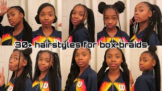 30 DIFFERENT HAIRSTYLES ON BOX BRAIDS [upl. by Leffen914]