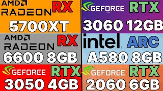 Intel arc a580 VS RX 6600 VS RX 5700 XT VS RTX 3060 VS RTX 2060 VS RTX 3050 INTEL a580 gaming test [upl. by Steinway815]