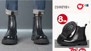 Winter Men Chelsea Rubber Boots with Invisible Heel 58cm Lifted Boots [upl. by Mylor]