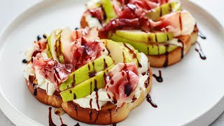 Sourdough Sandwiches with Pears Prosciutto Burrata amp Balsamic Glaze [upl. by Auohs]