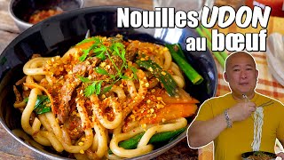 Comment faire des nouilles UDON sautées au boeuf en 10 minutes  Le Riz Jaune [upl. by Nosyrb925]