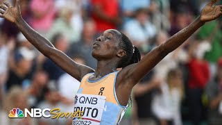 Kazakhstans Jeruto sets CHAMPIONSHIP RECORD en route to steeplechase gold  NBC Sports [upl. by Siryt]