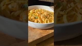 GARLIC BUTTER SHRIMP SCAMPI 🍤🔥 pasta cooking food [upl. by Dolan455]