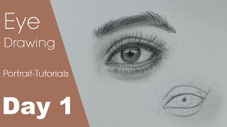 Portrait Drawing for Beginners  DAY 1  Eye Drawing Techniques sketchbookbyabhishek [upl. by Rowe882]