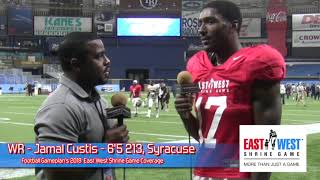 2019 East West Shrine Game Prospect Interview Jamal Custis Syracuse [upl. by Cilka254]