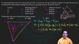 Area of Lot by Triangulation Solved Civil Engineering Board Problem in Surveying  MATH Preboard [upl. by Avis552]