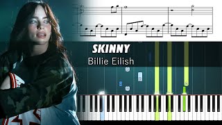 Billie Eilish  SKINNY  Piano Tutorial with Sheet Music [upl. by Vincentia932]