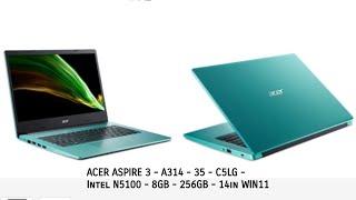 Acer Aspire 3 Slim A31435C5LG Intel N51008GB256GB SSD14″Win 11 Tosca [upl. by Alexia453]