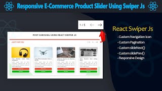 Responsive ECommerce Product Slider in React with Custom Pagination and Navigation using Swiper JS [upl. by Nelluc]