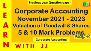 corporateaccounting goodwill november20212023  5marksamp10marks previousyearquestionshares [upl. by Verena286]