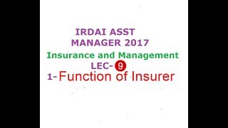 IRDAI ASST MANAGERInsurance and Management  LEC9 [upl. by Cordalia]