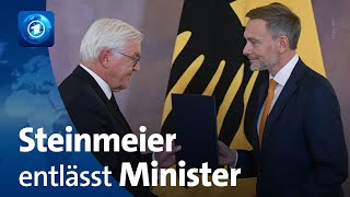 AmpelAus Steinmeier dankt FDPMinistern – und entlässt sie [upl. by Isidoro747]