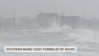 Extreme high tides pummel coastal community in Wells [upl. by Tucker]